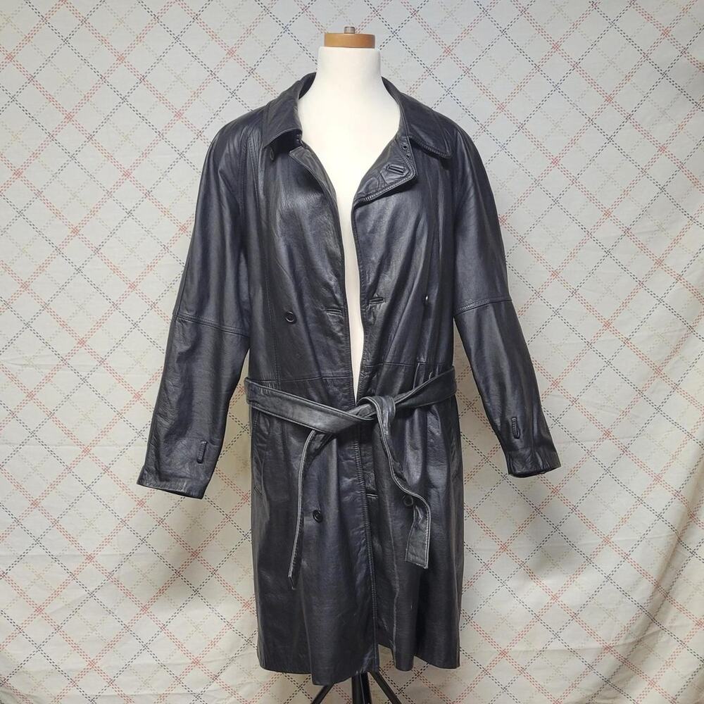 Pelle Studio Black Leather Trench Coat